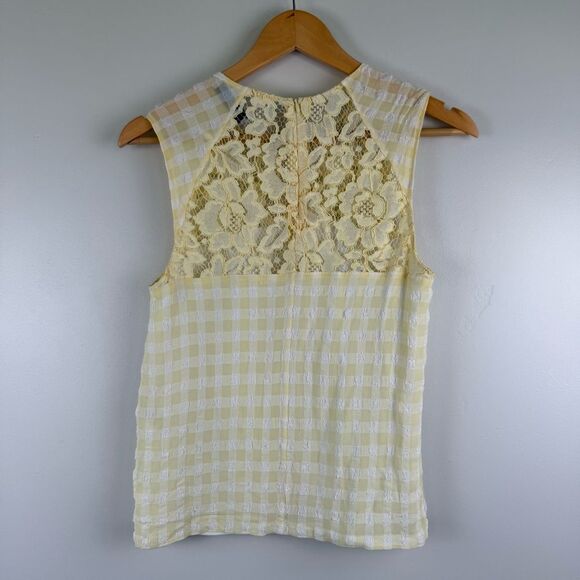 Sandro Paris Light Yellow Gingham Lace Top Sandro Size 2 US Medium - Picture 2 of 8